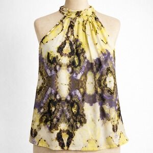 Y2K Indie Abstract Halter Tank Size L Brown Yellow Fairy Grunge Festival Beach